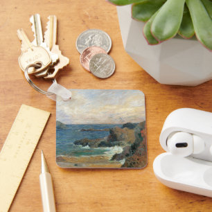 Rocky Coast by Paul Gauguin, Vintage Impressionism Key Ring