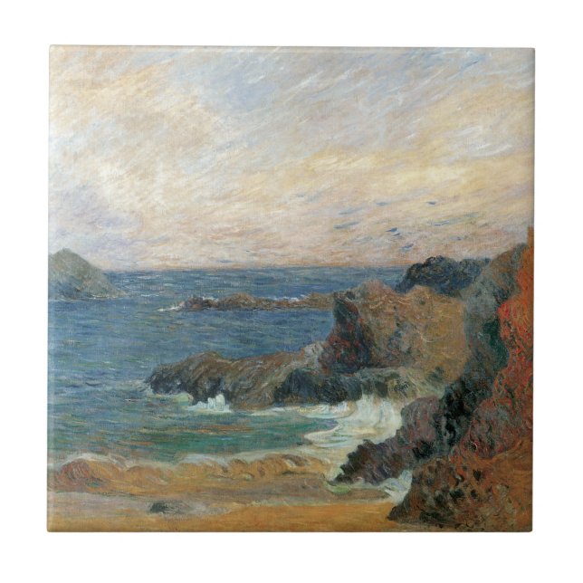 Rocky Coast by Paul Gauguin, Vintage Impressionism Tile (Front)