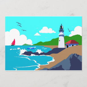 Rocky Coast Lighthouse Invitation