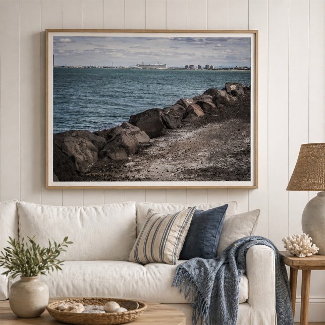 Rocky Coastal Breakwater Ocean View Poster (Creator Uploaded)