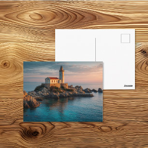 Rocky Coastal Lighthouse Seascape Postcard