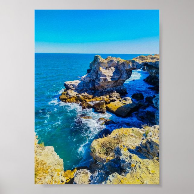 Rocky Coastline with Turquoise Sea – Mediterranean Poster (Front)