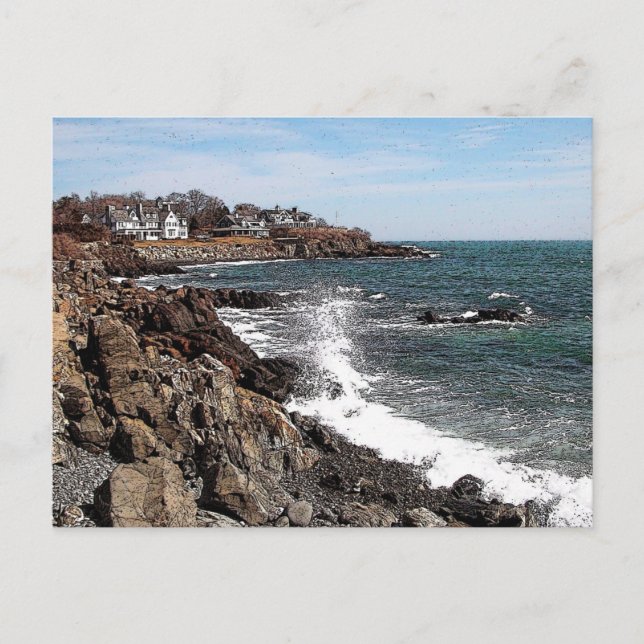 Rocky Coastline - York Harbour, Maine Postcard (Front)