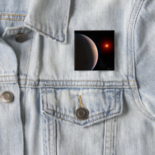 Rocky Exoplanet Gj 486 B Orbiting A Red Dwarf Star 15 Cm Square Badge