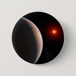 Rocky Exoplanet Gj 486 B Orbiting A Red Dwarf Star 6 Cm Round Badge