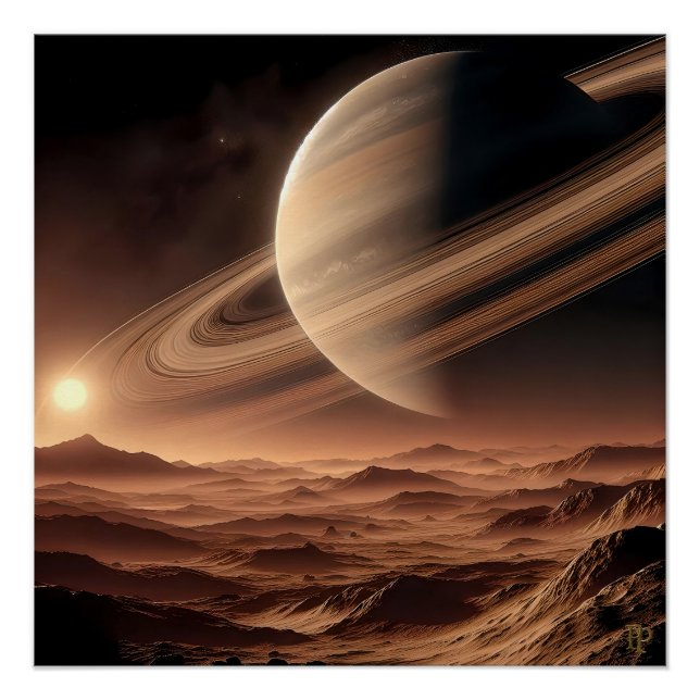 Rocky Moon of a Ringed Giant Poster (Front)