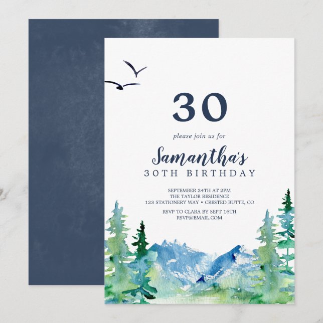 Rocky Mountain 30th Birthday Invitation (Front/Back)