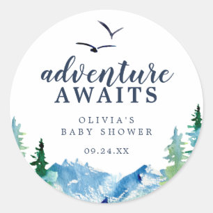 Rocky Mountain Adventure Awaits Party Favour Classic Round Sticker
