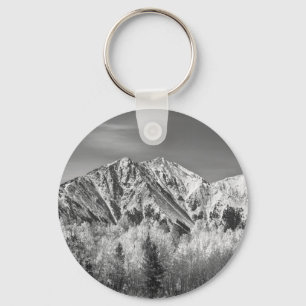 Rocky Mountain Autumn High In Black and White Key Ring