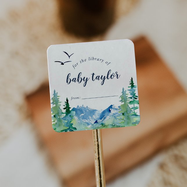 Rocky Mountain Baby Shower Bookplate Square Sticker (Creator Uploaded)