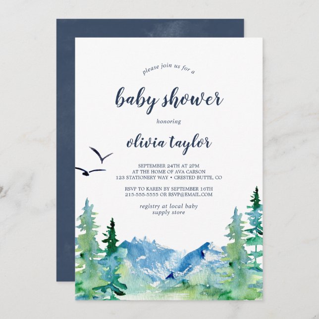 Rocky Mountain Baby Shower Invitation (Front/Back)