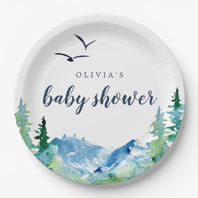 Rocky Mountain Baby Shower Paper Plate (Front)