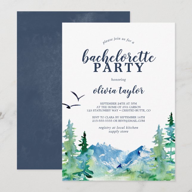 Rocky Mountain Bachelorette Party Invitation (Front/Back)