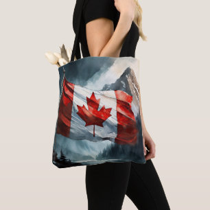 Rocky Mountain Canadian Flag in Watercolor Tote Bag