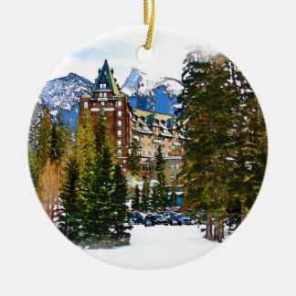 Rocky Mountain Castle - Banff Canada Ceramic Tree Decoration
