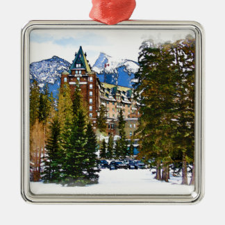 Rocky Mountain Castle - Banff Canada Metal Tree Decoration