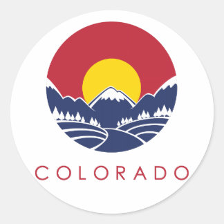 Rocky Mountain Colorado Sunset Logo Classic Round Sticker