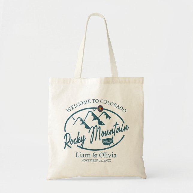 Rocky Mountain Colorado Wedding Welcome Tote Bag (Front)