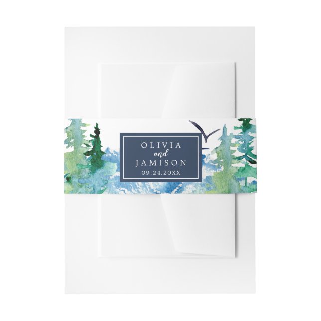 Rocky Mountain Destination Wedding Belly Band Invitation Belly Band (Front Example)