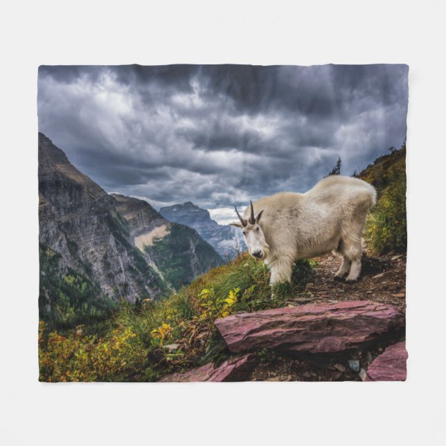 Rocky Mountain Goat Fleece Blanket (Front (Horizontal))