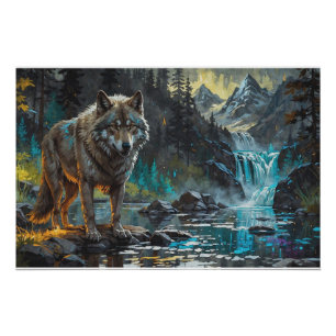 Rocky Mountain Gray Wolf Art Poster