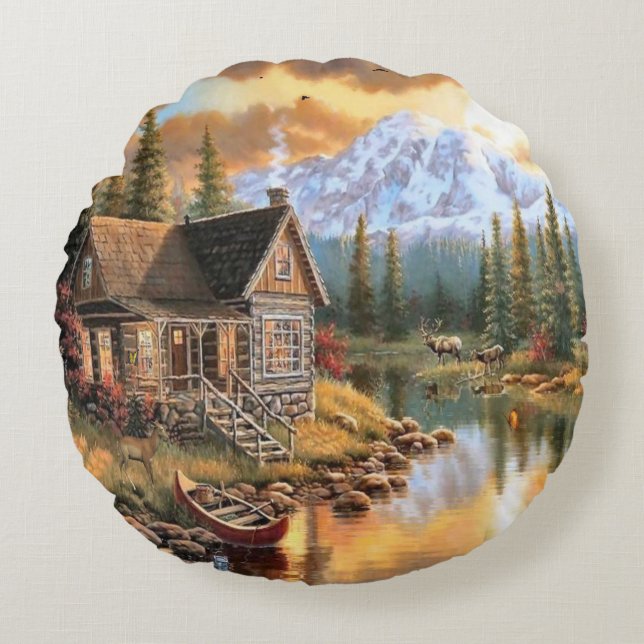 "Rocky Mountain High" Round Cushion (Front)