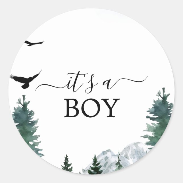 Rocky Mountain It's A Boy Baby Shower Sticker (Front)