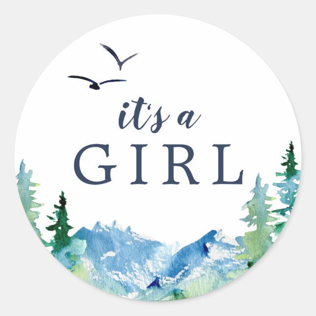 Rocky Mountain It's A Girl Baby Shower Sticker (Front)