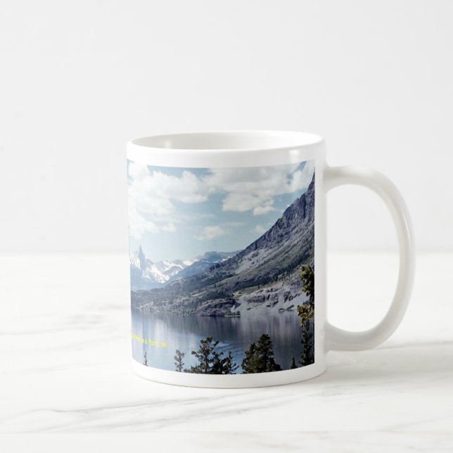 Rocky Mountain lake view, Glacier National Park, M Coffee Mug (Right)