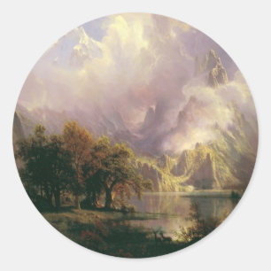 Rocky Mountain Landscape by Albert Bierstadt, 1870 Classic Round Sticker