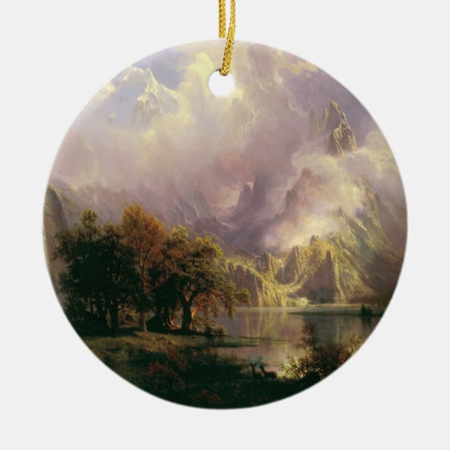 Rocky Mountain Landscape Majestic Scenery Ceramic Tree Decoration (Front)