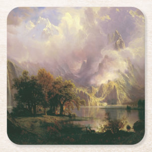 Rocky Mountain Landscape Majestic Scenery Square Paper Coaster