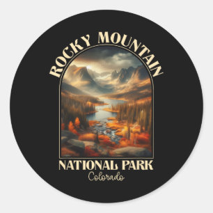 Rocky Mountain National Park Autumn Season Camping Classic Round Sticker