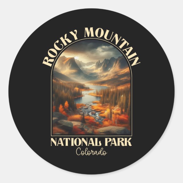 Rocky Mountain National Park Autumn Season Camping Classic Round Sticker (Front)