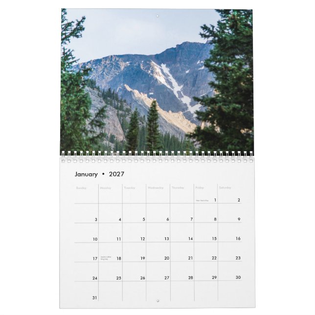 Rocky Mountain National Park Calendar (Jan 2027)