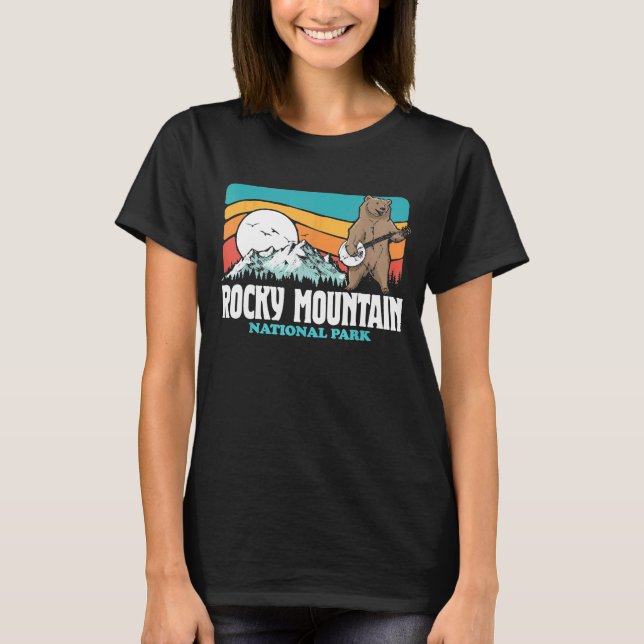 Rocky Mountain National Park Colorado Banjo Bear   T-Shirt (Front)
