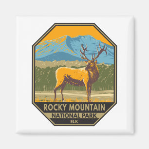 Rocky Mountain National Park Colorado Elk Vintage Magnet