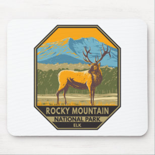 Rocky Mountain National Park Colorado Elk Vintage  Mouse Mat