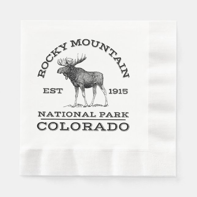 Rocky Mountain National Park Colorado Moose Hike O Napkin (Front)