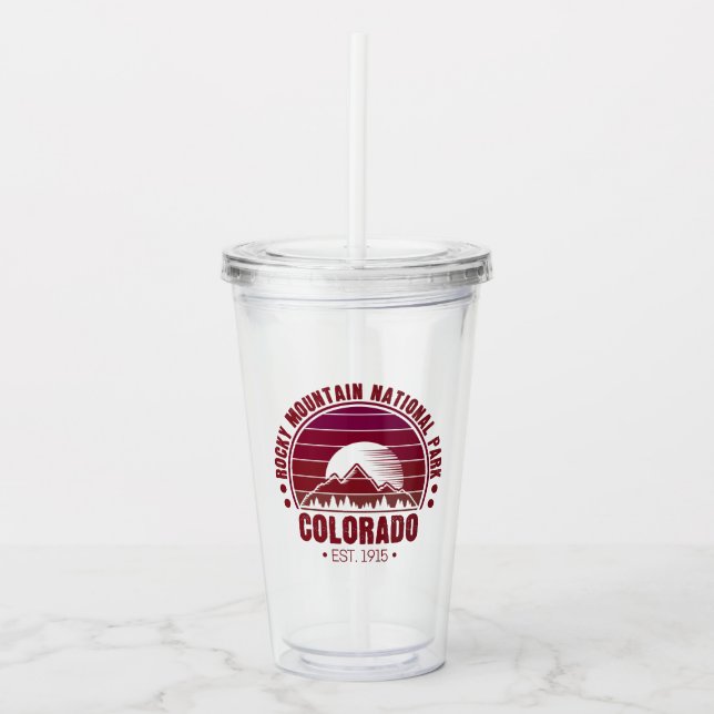 Rocky Mountain National Park Colorado Retro Acrylic Tumbler (Front)