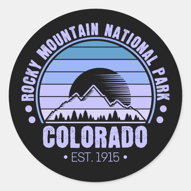 Rocky Mountain National Park Colorado Retro Classic Round Sticker (Front)