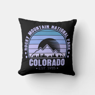 Rocky Mountain National Park Colorado Retro Cushion