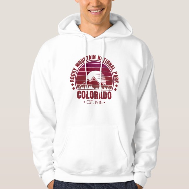 Rocky Mountain National Park Colorado Retro Hoodie (Front)