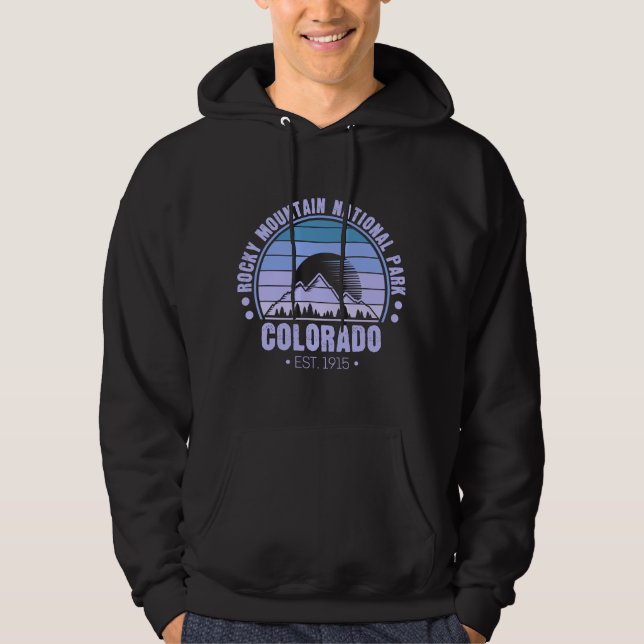 Rocky Mountain National Park Colorado Retro Hoodie (Front)