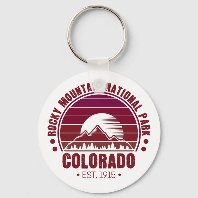 Rocky Mountain National Park Colorado Retro Key Ring (Front)