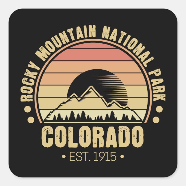 Rocky Mountain National Park Colorado Retro Square Sticker (Front)