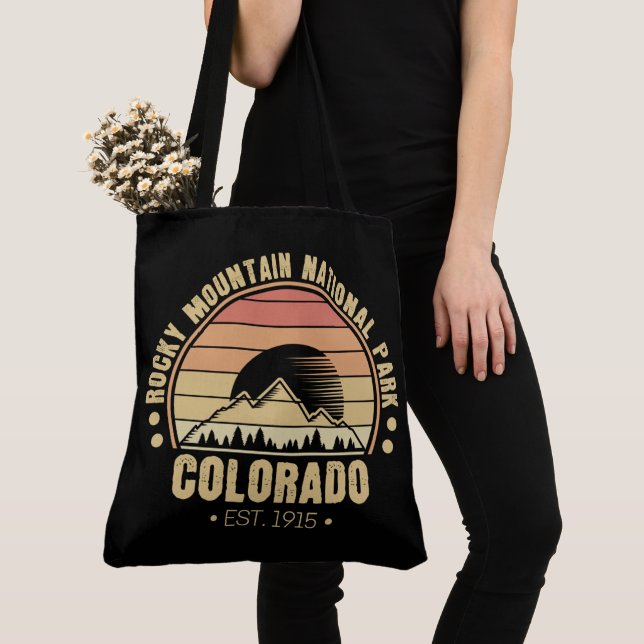 Rocky Mountain National Park Colorado Retro Tote Bag (Close Up)