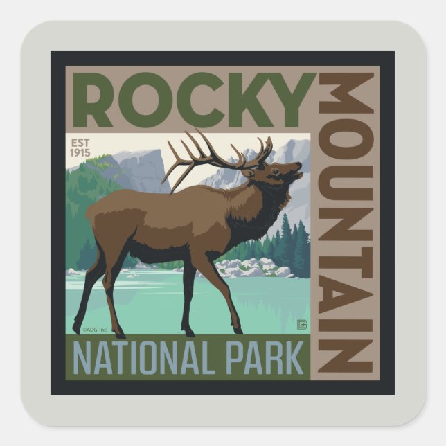 Rocky Mountain National Park | Elk Square Sticker (Front)