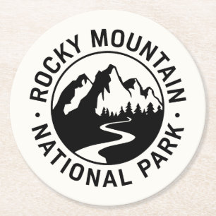 Rocky Mountain National Park Emblem Round Paper Coaster