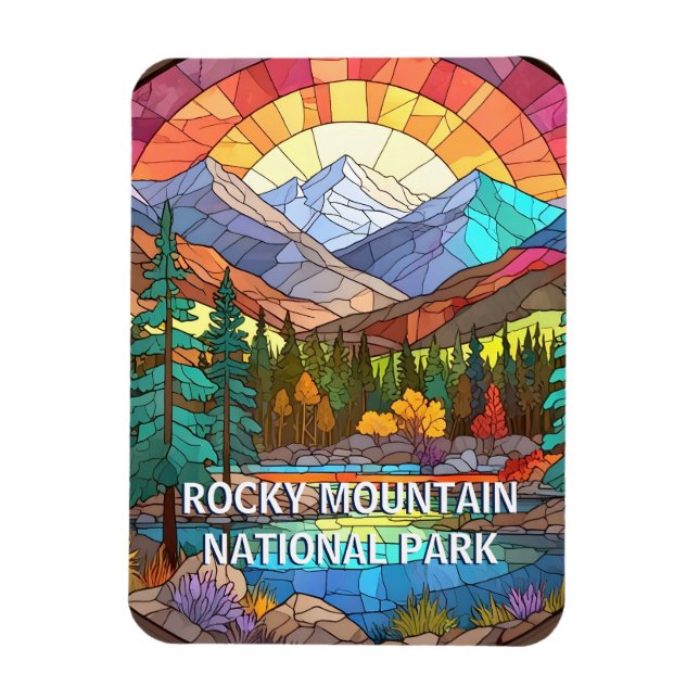 Rocky Mountain National Park Faux Stained Glass Magnet (Vertical)
